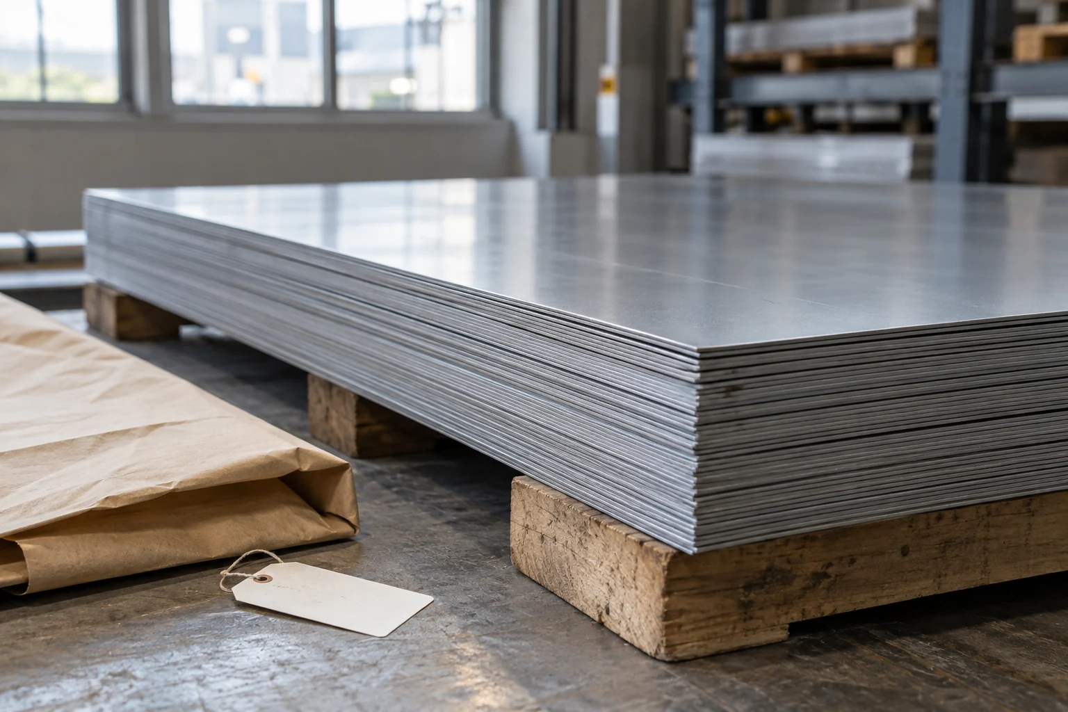 干燥彩涂板边缘、木隔条及分开放置的包装材料